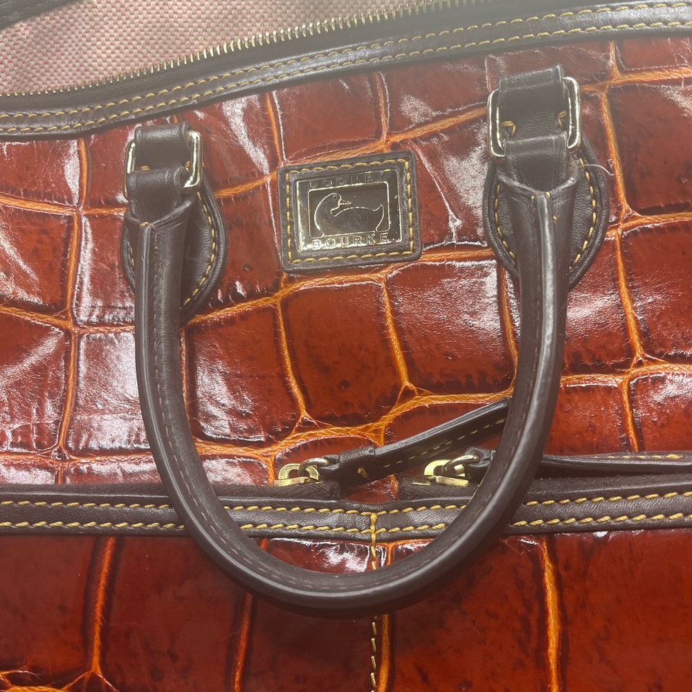 Dooney & Bourke Brown Leather Animal Print Satchel with matching wallet - Picture 4 of 16